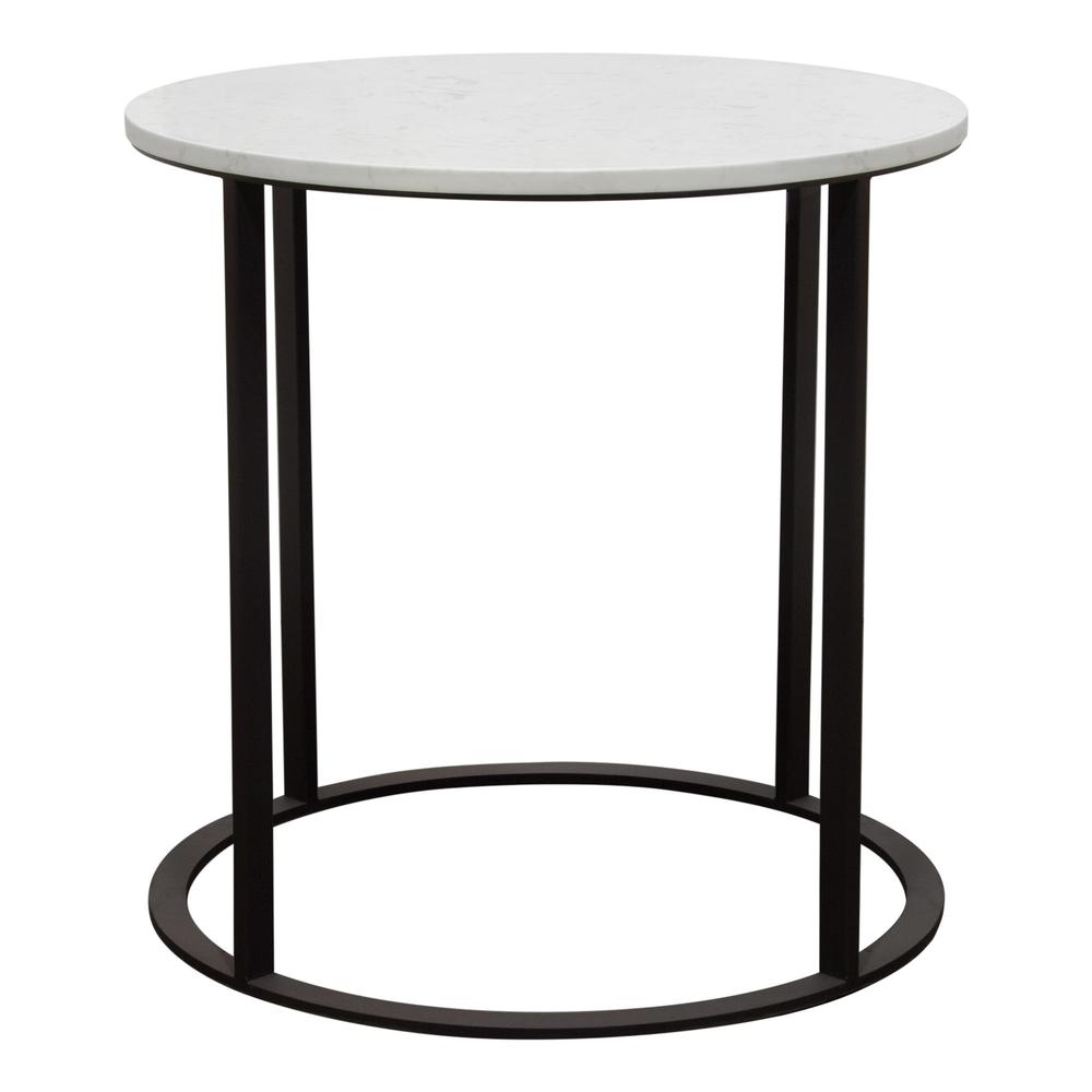 Surface Round End Table w/ Engineered Marble Top & Black Powder Coated Metal Base. Picture 10