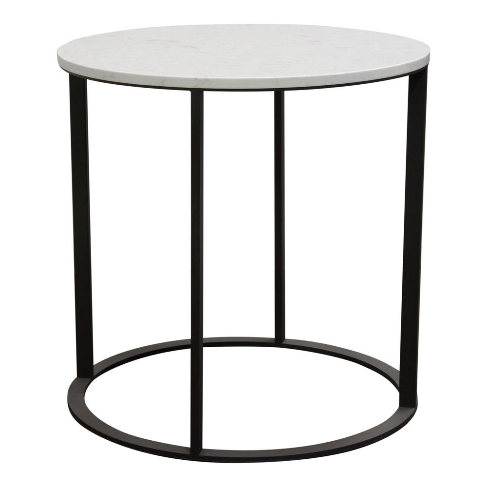 Surface Round End Table w/ Engineered Marble Top & Black Powder Coated Metal Base. Picture 4