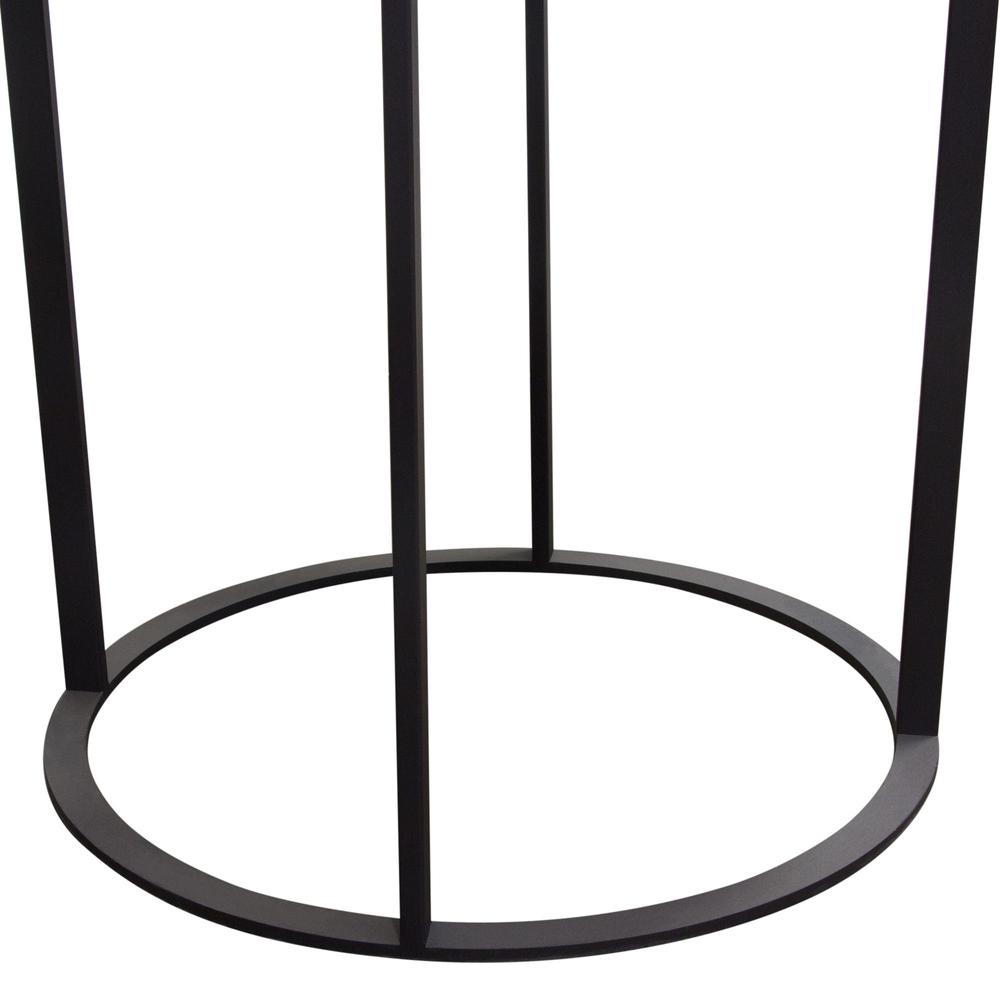 Surface Round End Table w/ Engineered Marble Top & Black Powder Coated Metal Base. Picture 7