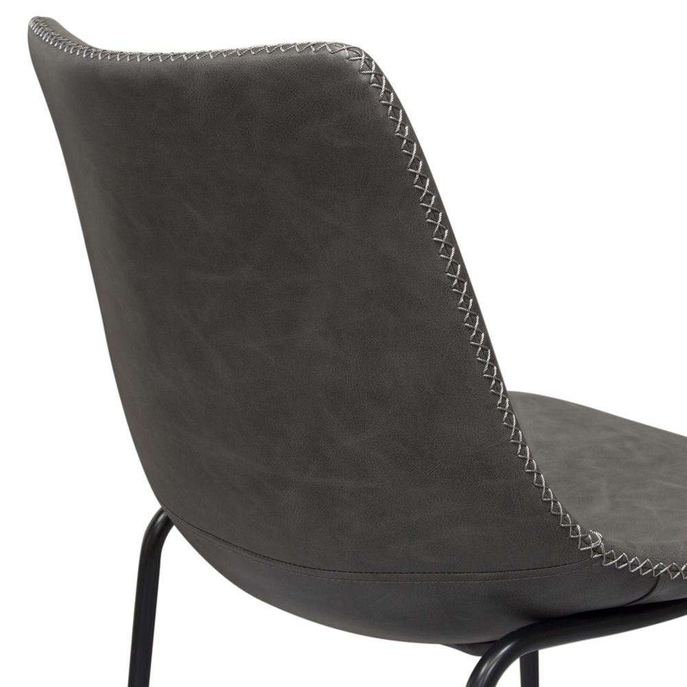 Theo Set of (2) Bar Height Chairs in Weathered Grey Leatherette w/ Black Metal Base. Picture 9