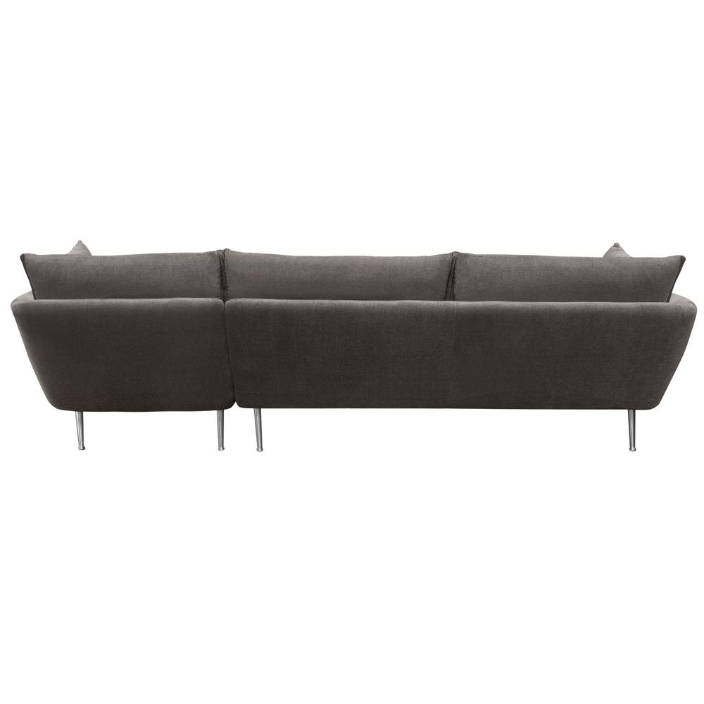 Vantage RF 2PC Sectional in Iron Grey Fabric w/ Brushed Metal Legs. Picture 2