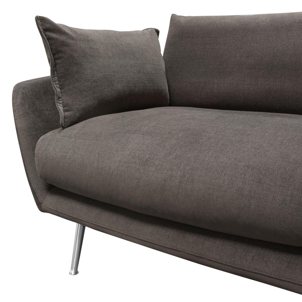Vantage RF 2PC Sectional in Iron Grey Fabric w/ Brushed Metal Legs. Picture 7