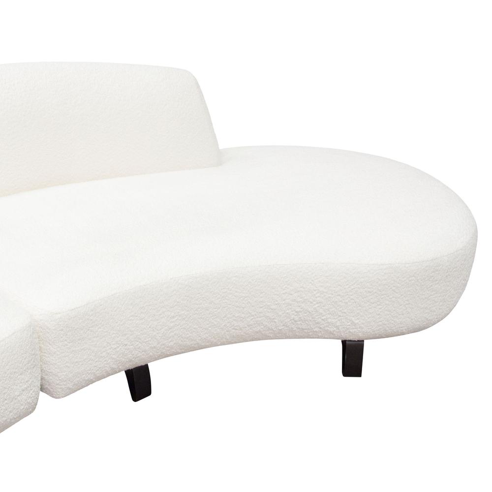 Vesper 2PC Modular Curved Armless Chaise in Faux White Shearling w/ Black Wood Leg Base by Diamond Sofa. Picture 2