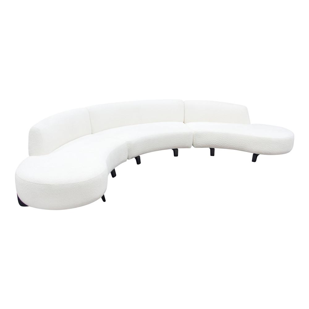 Vesper 3PC Modular Curved Armless Sofa & (2) Chaise in Faux White Shearling w/ Black Wood Leg Base by Diamond Sofa. Picture 7