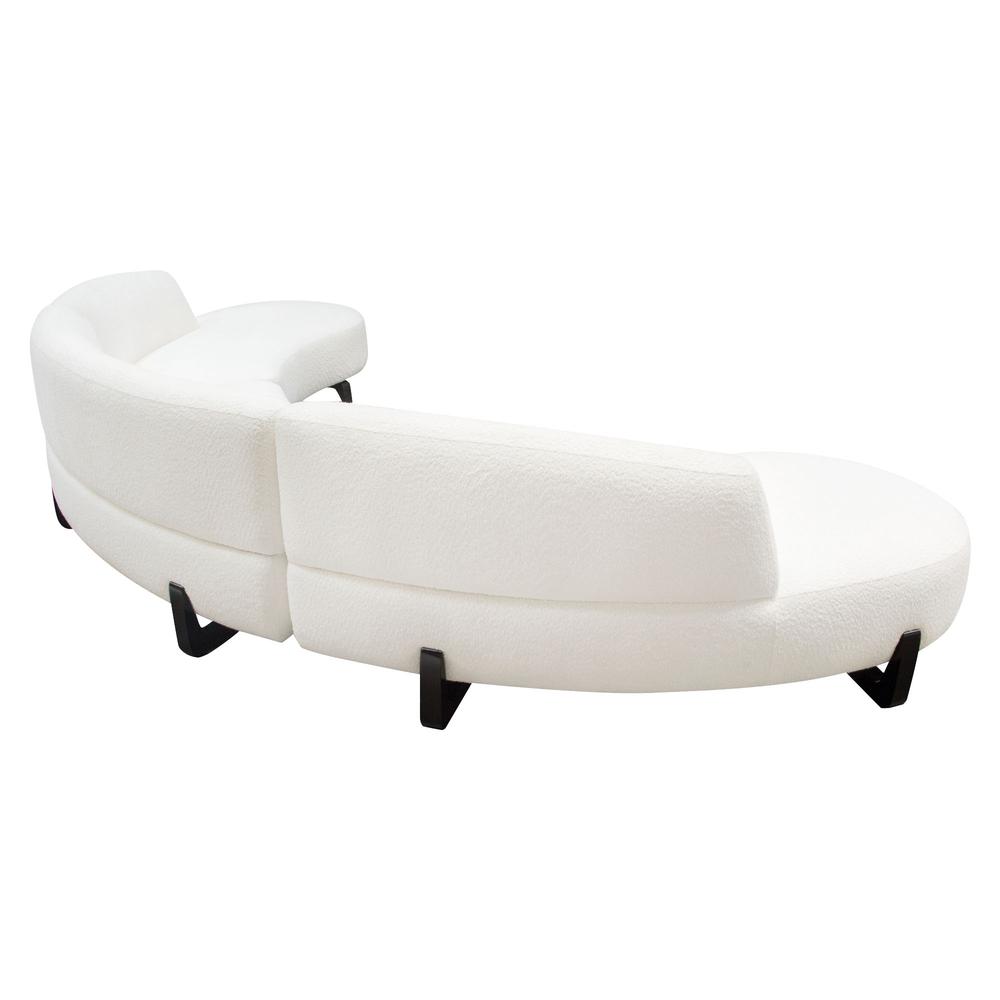 Vesper 3PC Modular Curved Armless Sofa & (2) Chaise in Faux White Shearling w/ Black Wood Leg Base by Diamond Sofa. Picture 5