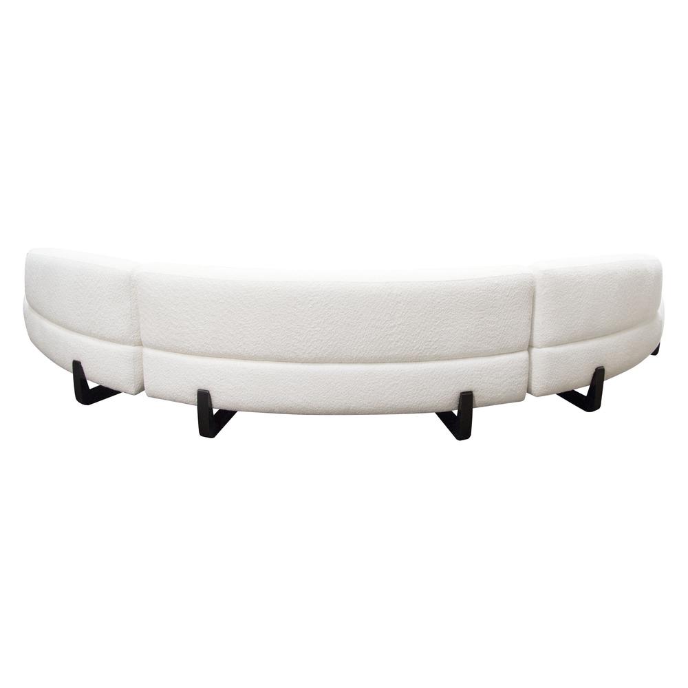 Vesper 3PC Modular Curved Armless Sofa & (2) Chaise in Faux White Shearling w/ Black Wood Leg Base by Diamond Sofa. Picture 9