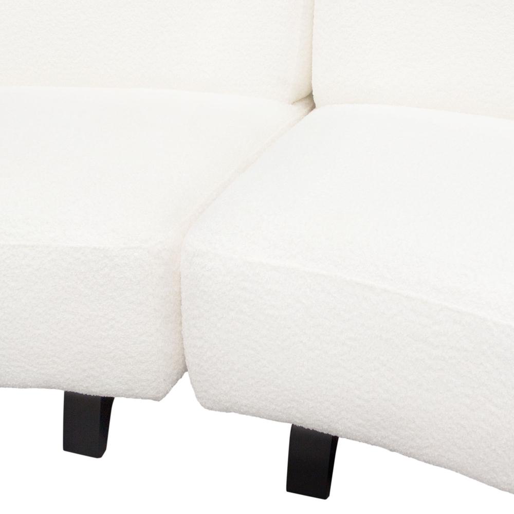 Vesper 3PC Modular Curved Armless Sofa in Faux White Shearling w/ Black Wood Leg Base by Diamond Sofa. Picture 10