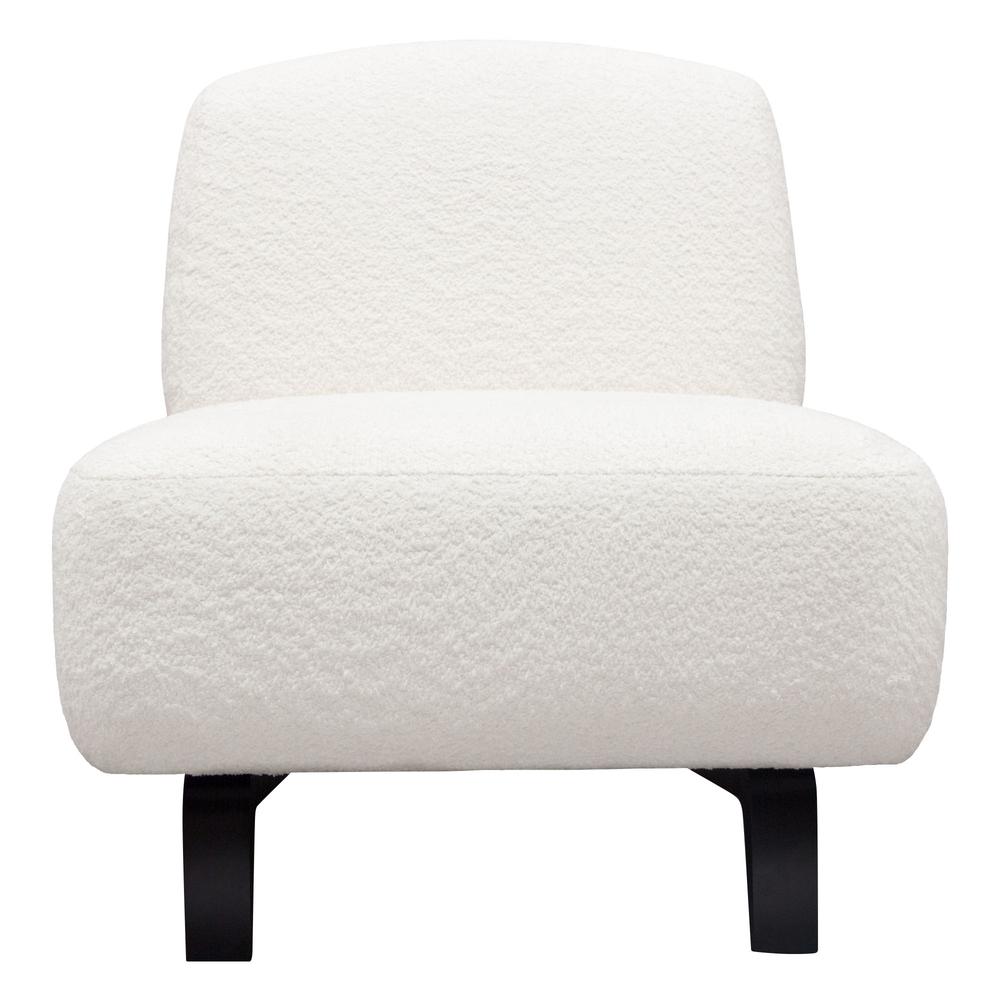 Vesper Armless Chair in Faux White Shearling w/ Black Wood Leg Base by Diamond Sofa. Picture 7