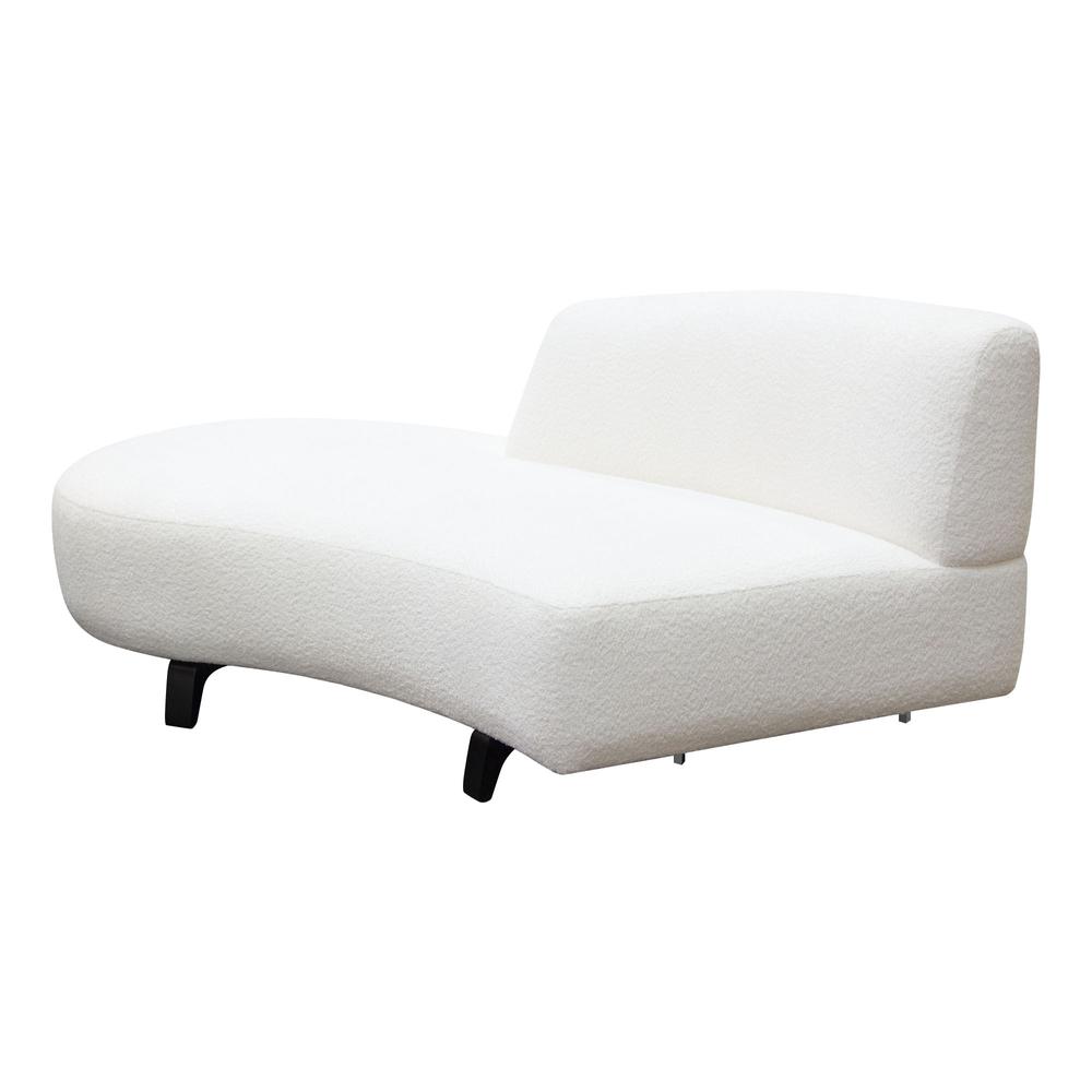 Vesper Curved Armless Left Chaise in Faux White Shearling w/ Black Wood Leg Base by Diamond Sofa. Picture 4