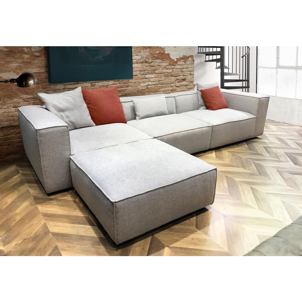Vice 4PC Modular Sectional in Barley Fabric with Ottoman. Picture 2