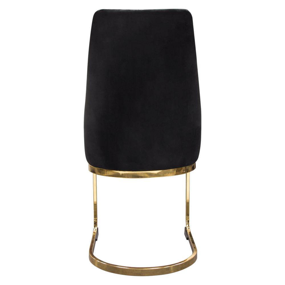 Vogue Set of (2) Dining Chairs in Black Velvet with Polished Gold Metal Base by Diamond Sofa. Picture 16
