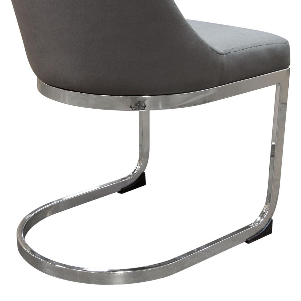 Vogue Set of (2) Dining Chairs in Grey Velvet with Polished Silver Metal Base by Diamond Sofa. Picture 13
