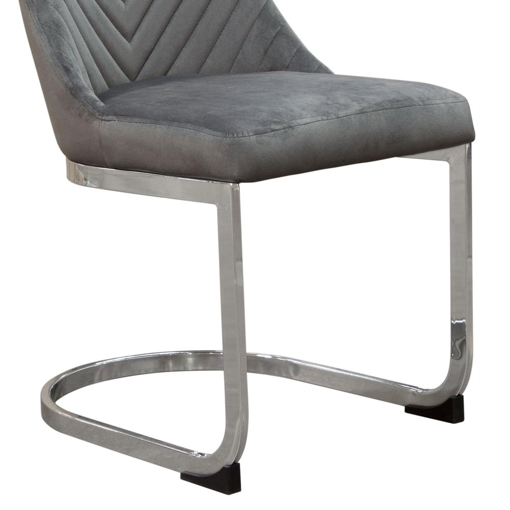 Vogue Set of (2) Dining Chairs in Grey Velvet with Polished Silver Metal Base by Diamond Sofa. Picture 10
