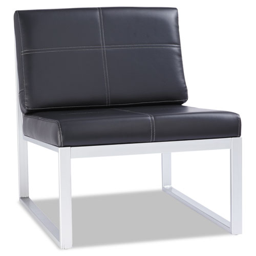 Alera Ispara Series Armless Chair, 26.57" x 30.71" x 31.1", Black Seat/Back, Silver Base. Picture 2