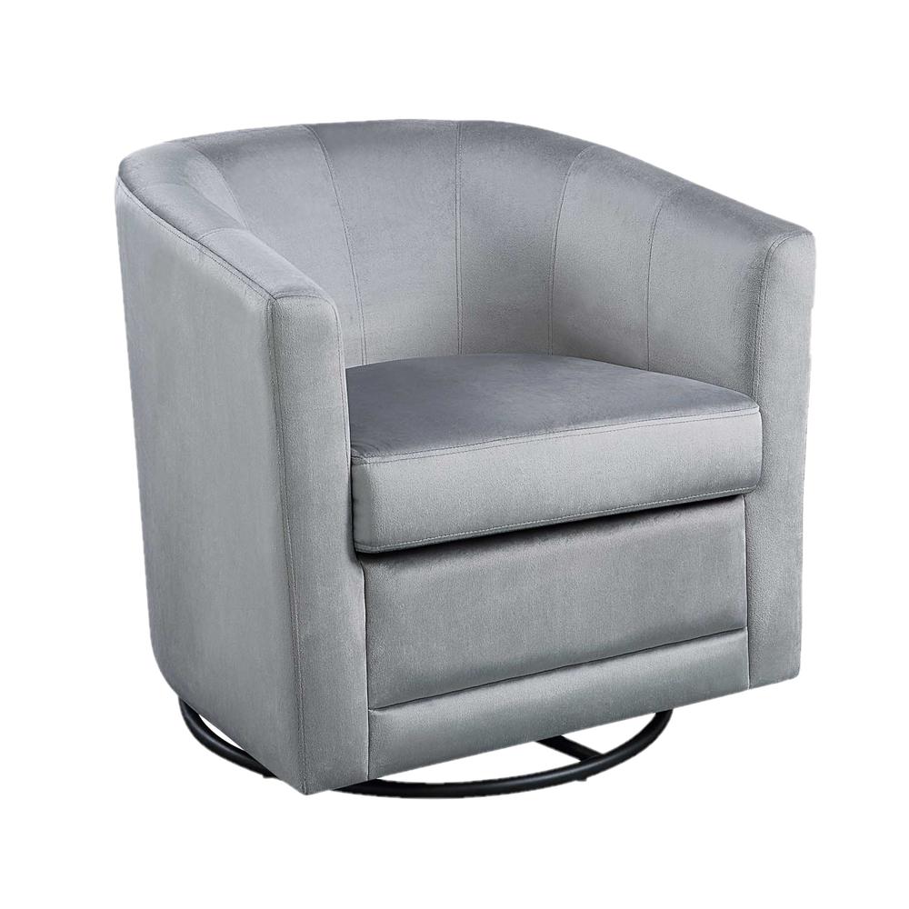 Kappa Swivel Chair (1 per box) in Mid Gray Velvet/Black Base. Picture 3