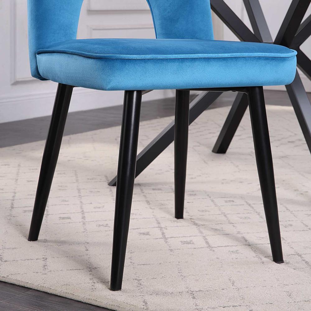 Nancy Chair (2 per box)- Teal Velvet/Black legs. Picture 4