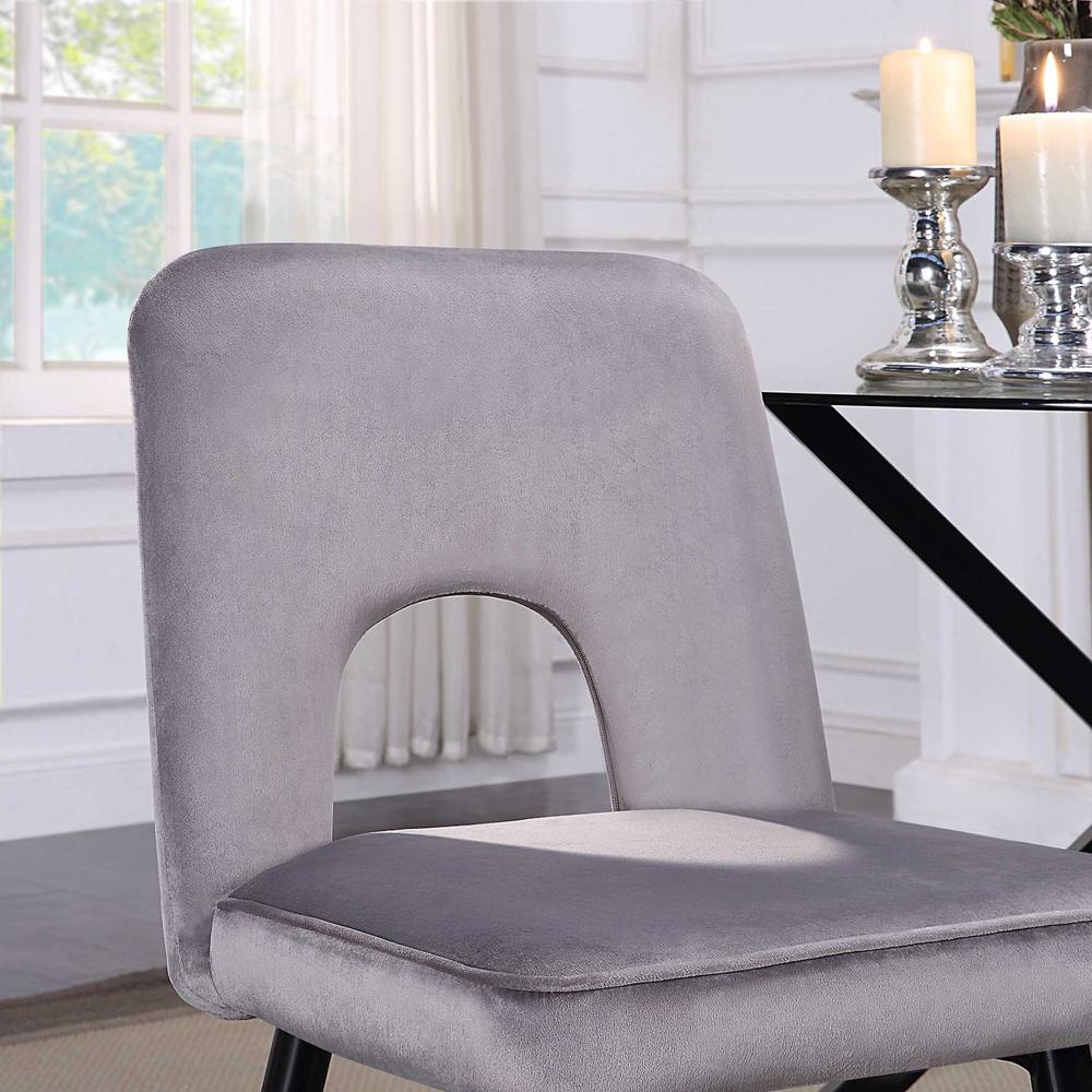 Nancy Chair (2 per box)- Gray Velvet/Black Legs. Picture 4