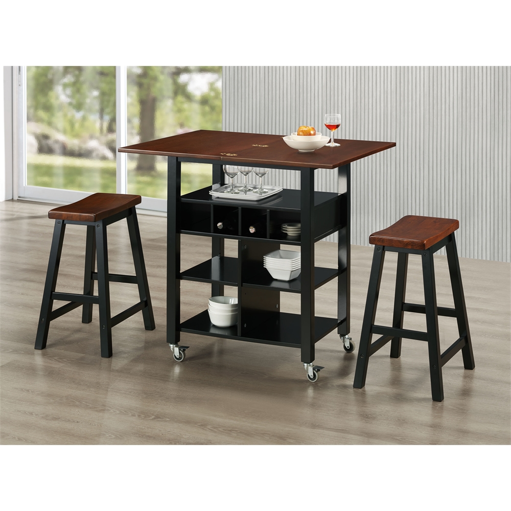 Phoenix Kitchen Island with 2 Stools. Picture 2