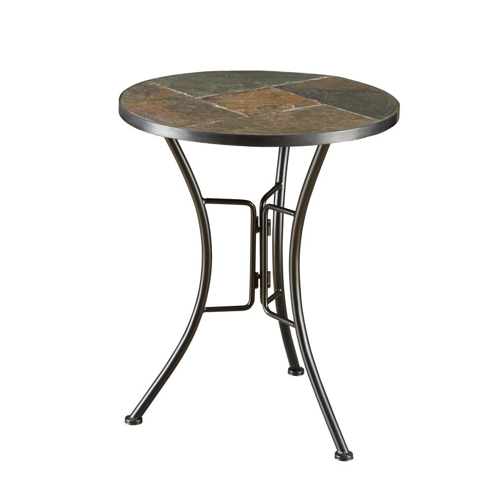 Slate Round Top End Table. Picture 1