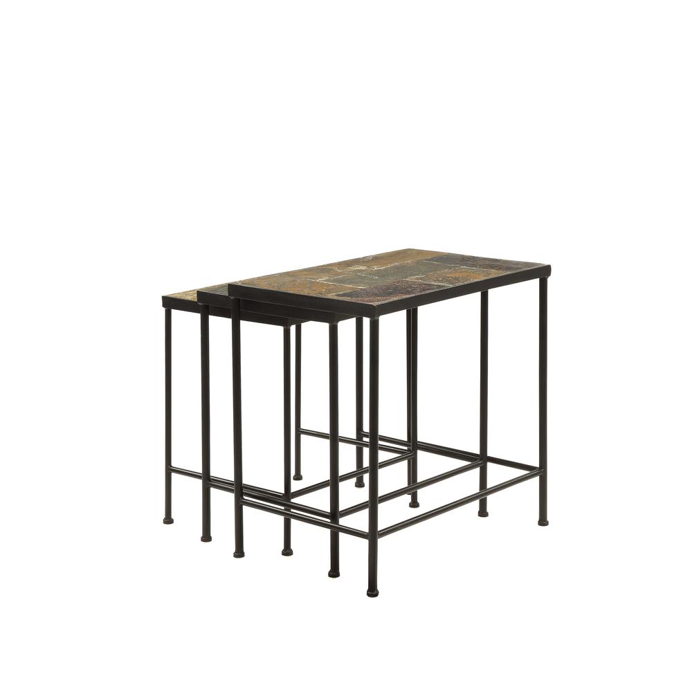 3 piece nesting tables w/ slate tops. Picture 2