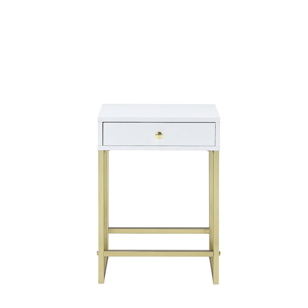 Coleen Side Table, White & Brass. Picture 2