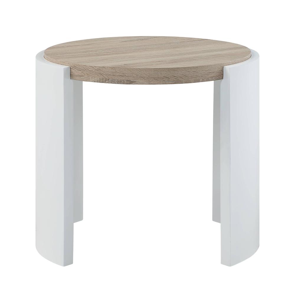 Zoma End Table, White High Gloss & Oak Finish. Picture 1