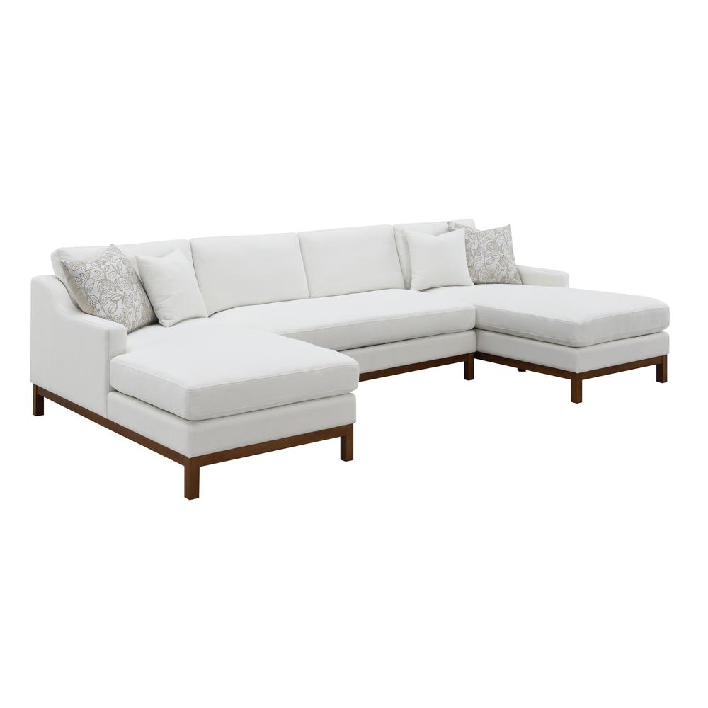 Furniture Valiant Upholstered Chenille U-Shaped Sectional in Ivory. Picture 1