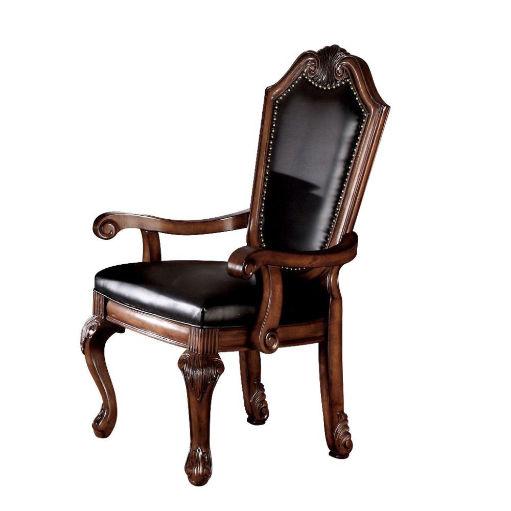 Chateau De Ville Black PU & Cherry Arm Chair (Set-2). Picture 1