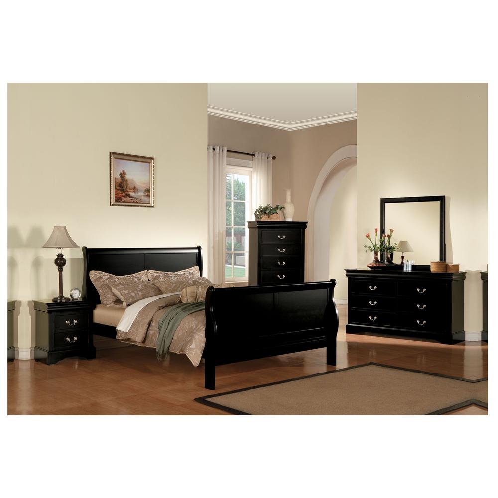 ACME Louis Philippe III Queen Bed, Black (1Set/2Ctn). The main picture.