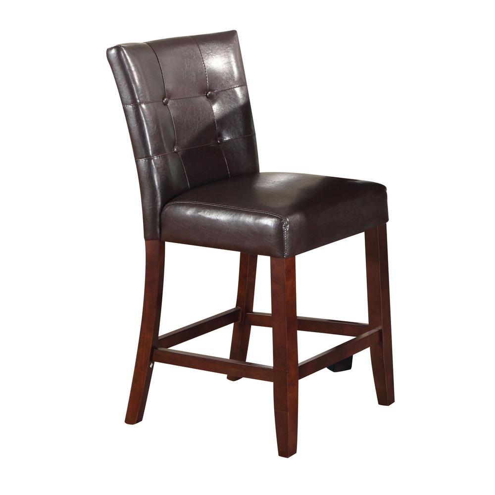 Britney Counter Height Chair (Set-2), Espresso PU & Walnut. Picture 1