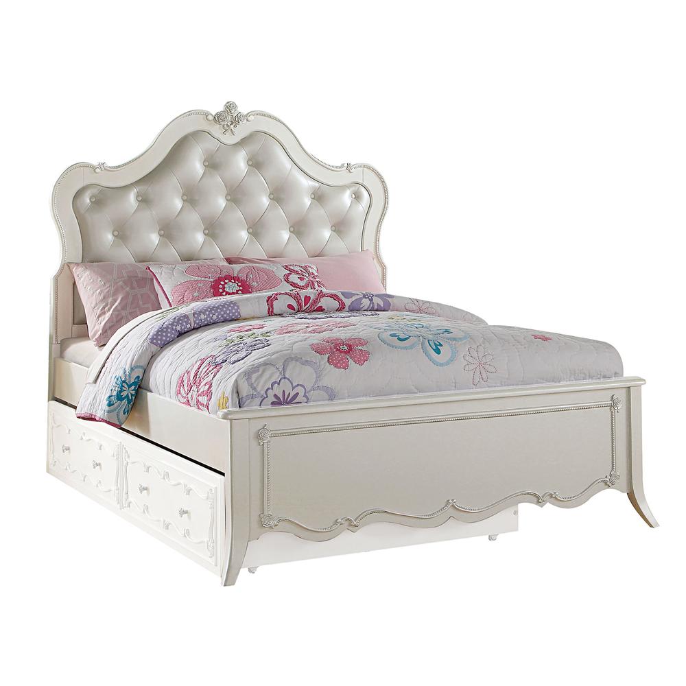 Edalene Twin Bed, Pearl White (1Set/3Ctn). Picture 1