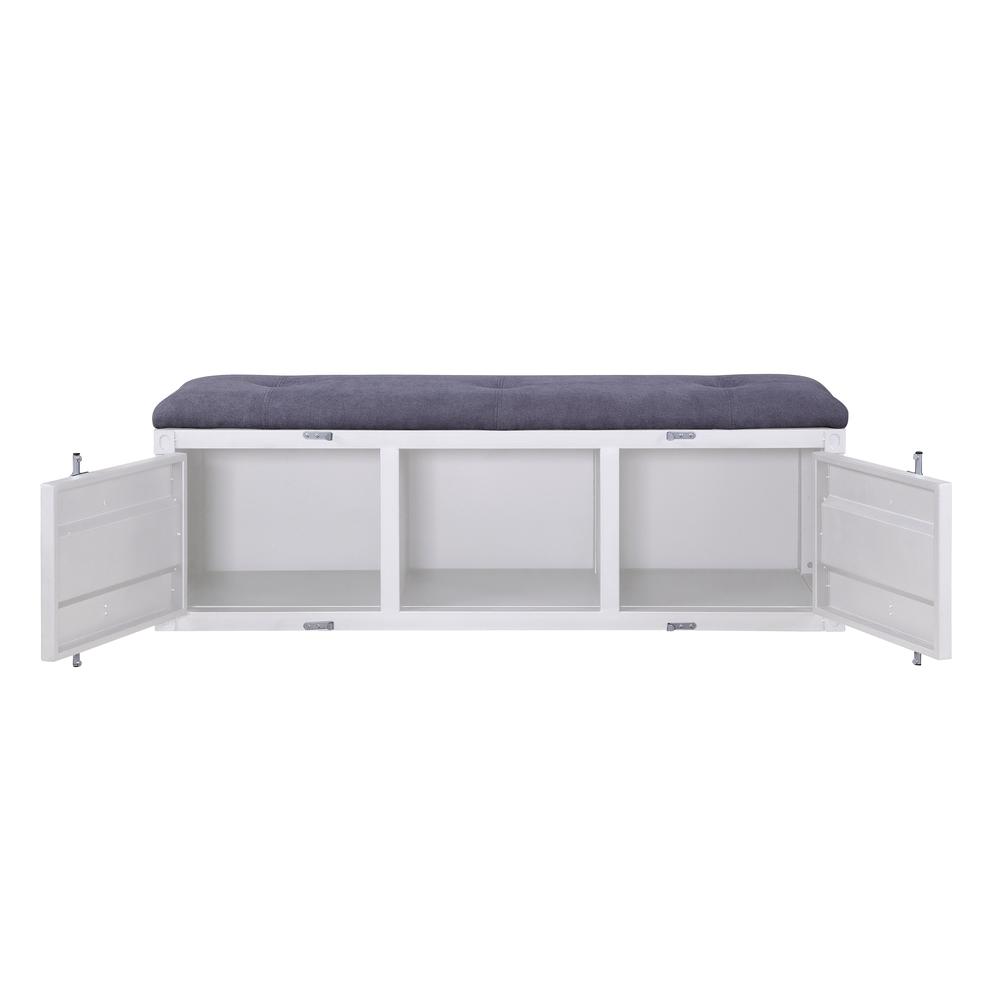 Cargo Bench (Storage), Gray Fabric & White. Picture 3