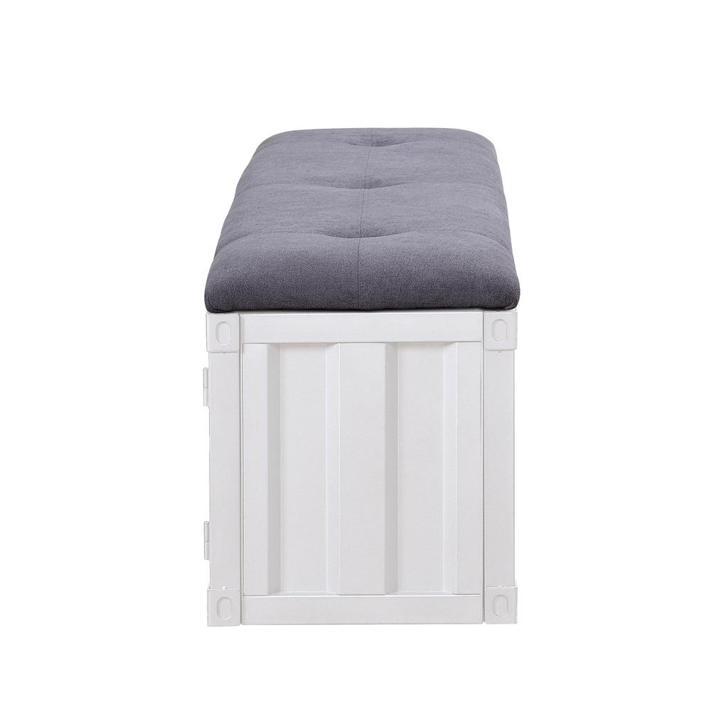 Cargo Bench (Storage), Gray Fabric & White. Picture 4
