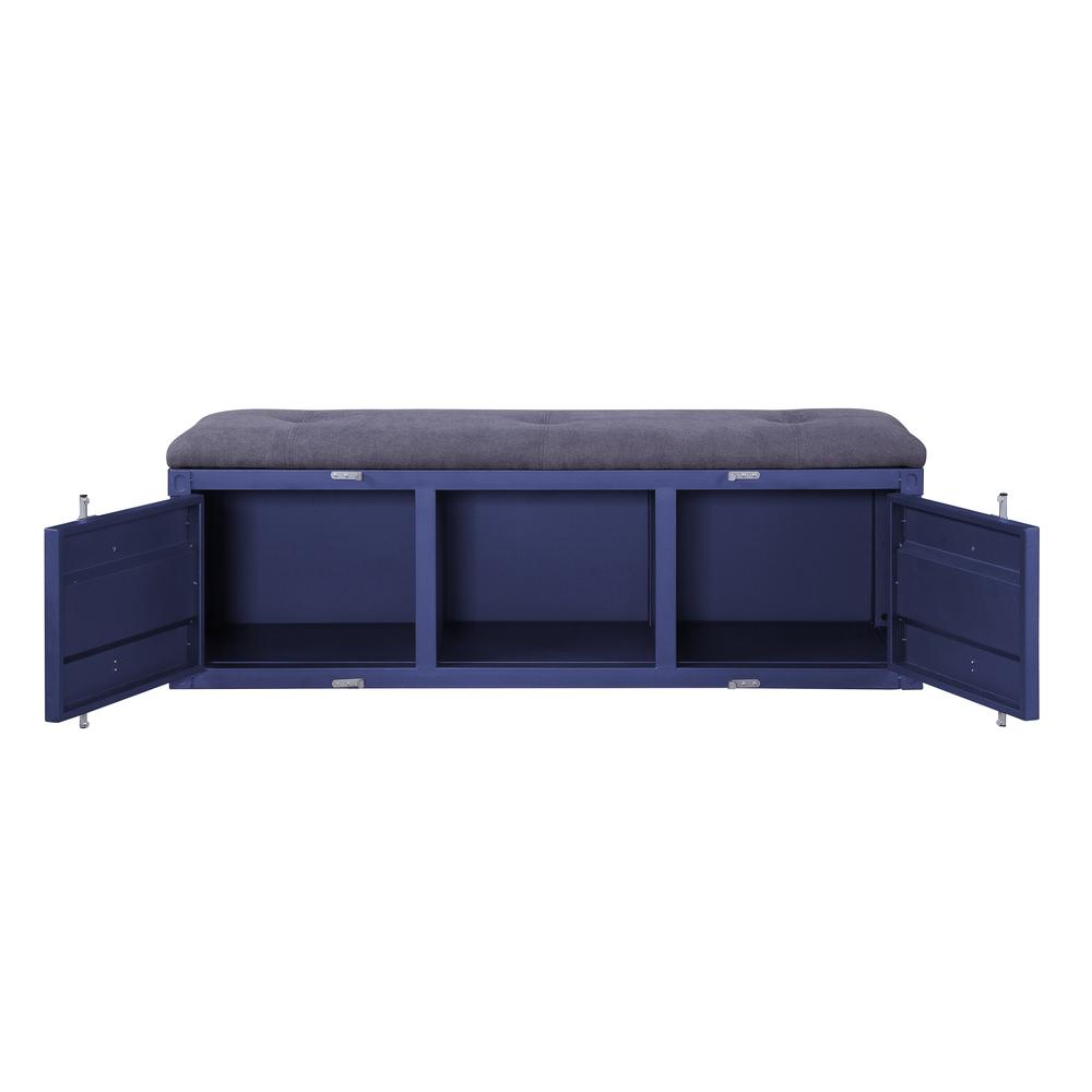 Cargo Bench (Storage), Gray Fabric & Blue. Picture 3