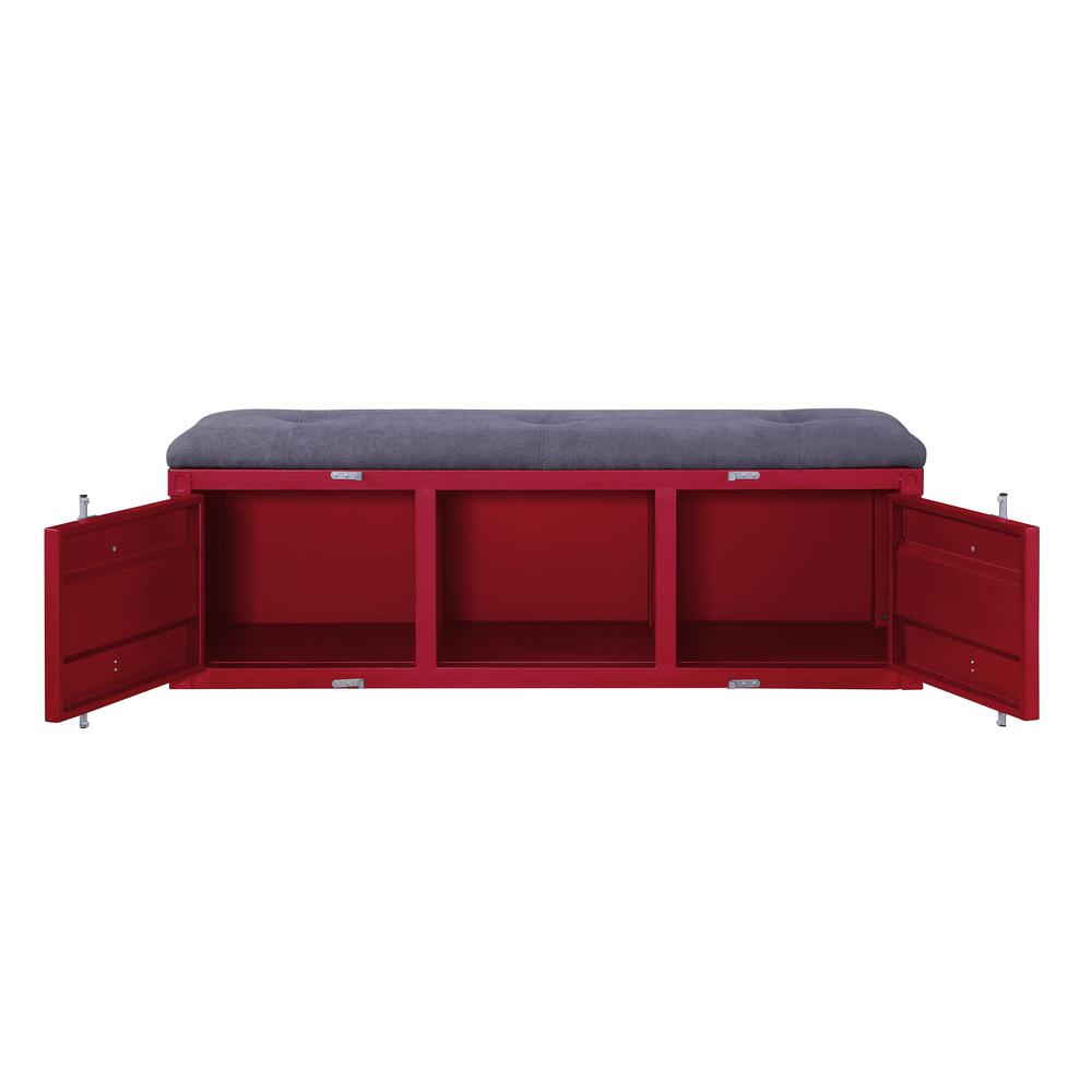 Cargo Bench (Storage), Gray Fabric & Red. Picture 3