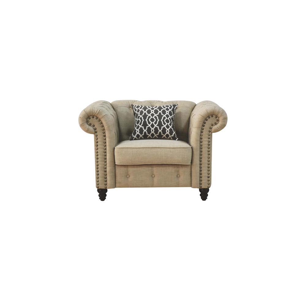 Aurelia Chair w/1 Pillow, Beige Linen. Picture 4