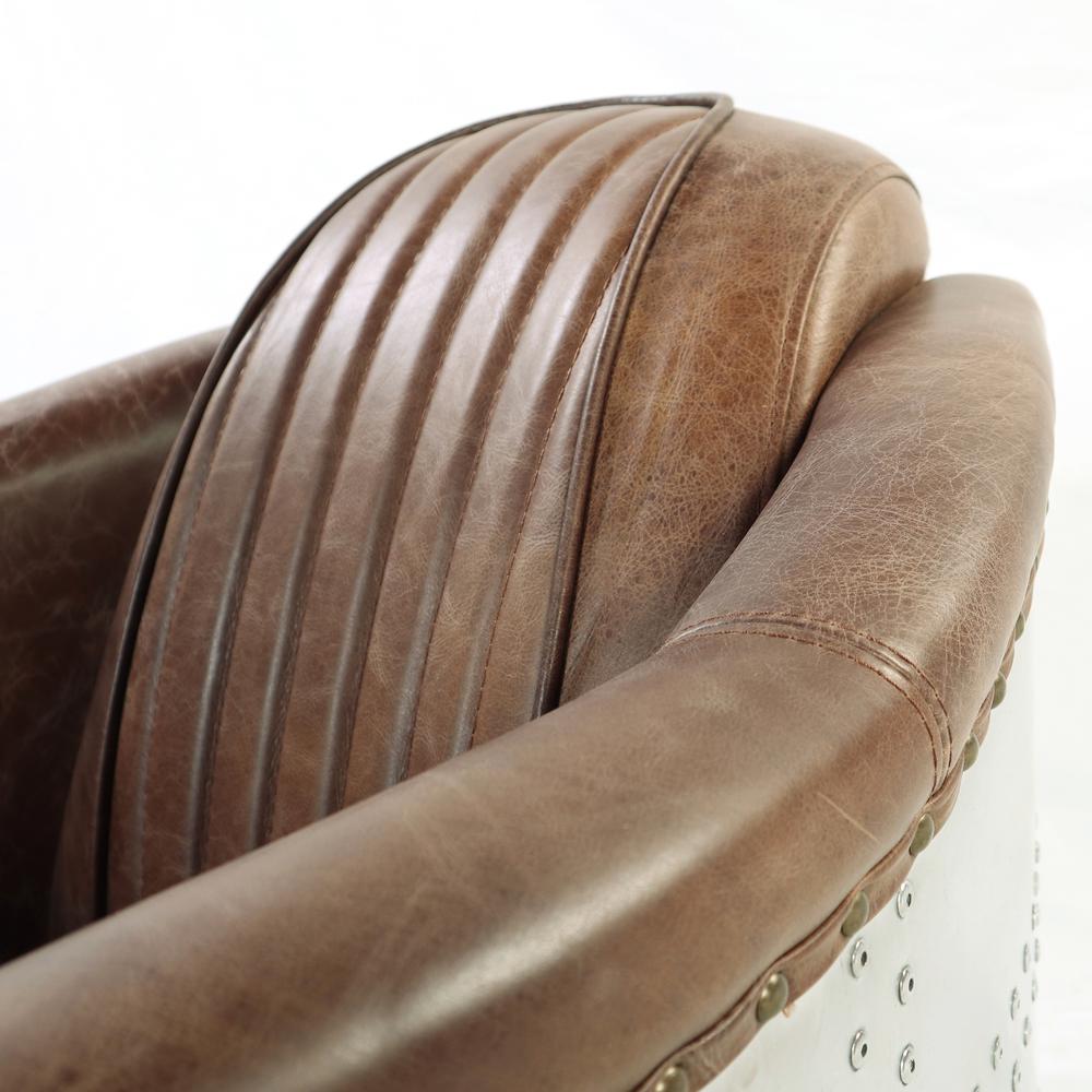 Brancaster Chair, Retro Brown Top Grain Leather & Aluminum. Picture 6