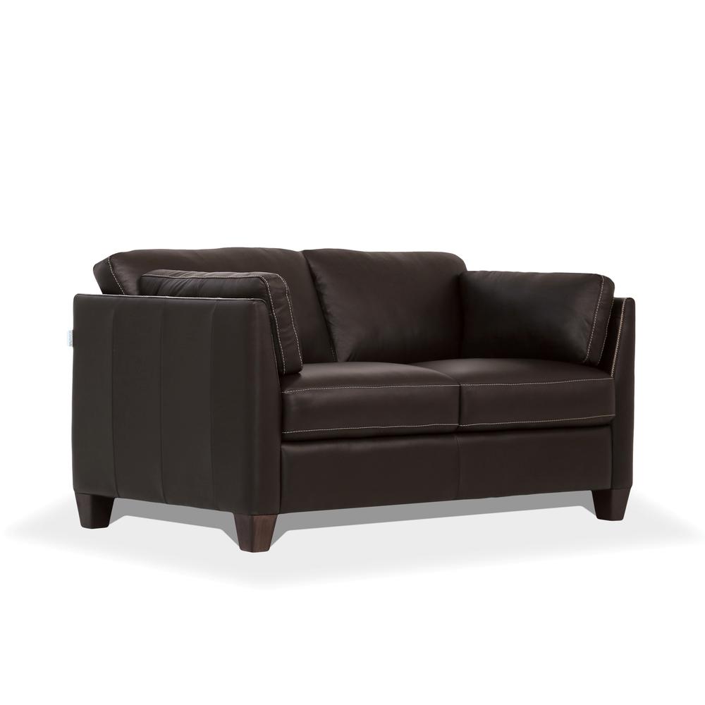 Loveseat, Chocolate Leather 55011. Picture 4