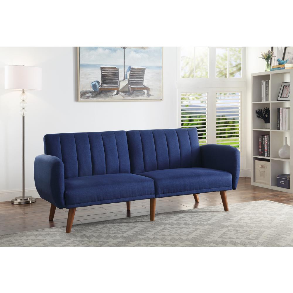 Bernstein Adjustable Sofa, Blue Linen & Walnut Finish (57190). Picture 9