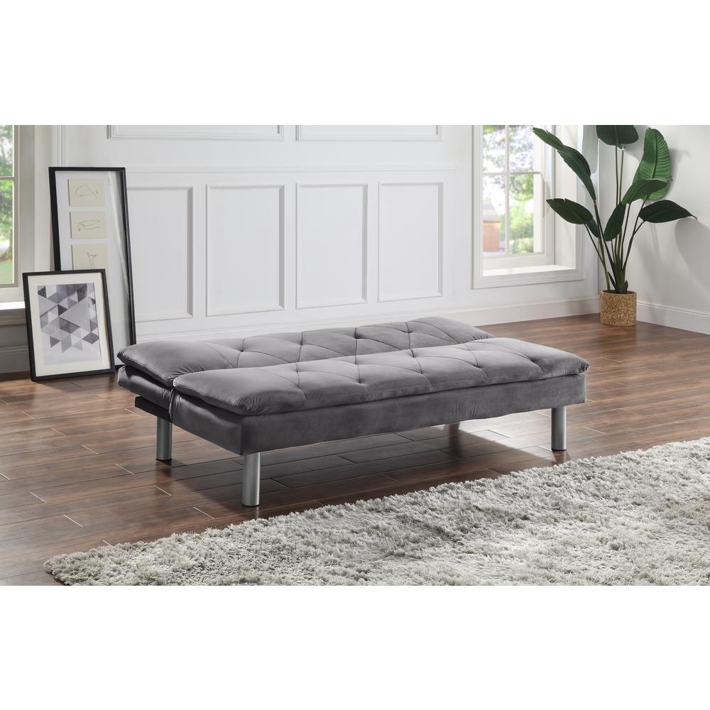 Cilliers Adjustable Sofa, Gray Velvet & Chrome Finish (57195). Picture 10