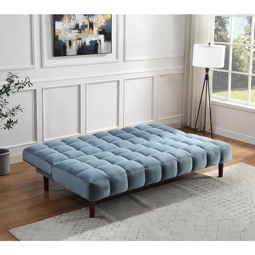 Yolandi Adjustable Sofa , Teal Velvet & Dark Walnut Finish (57202). Picture 10