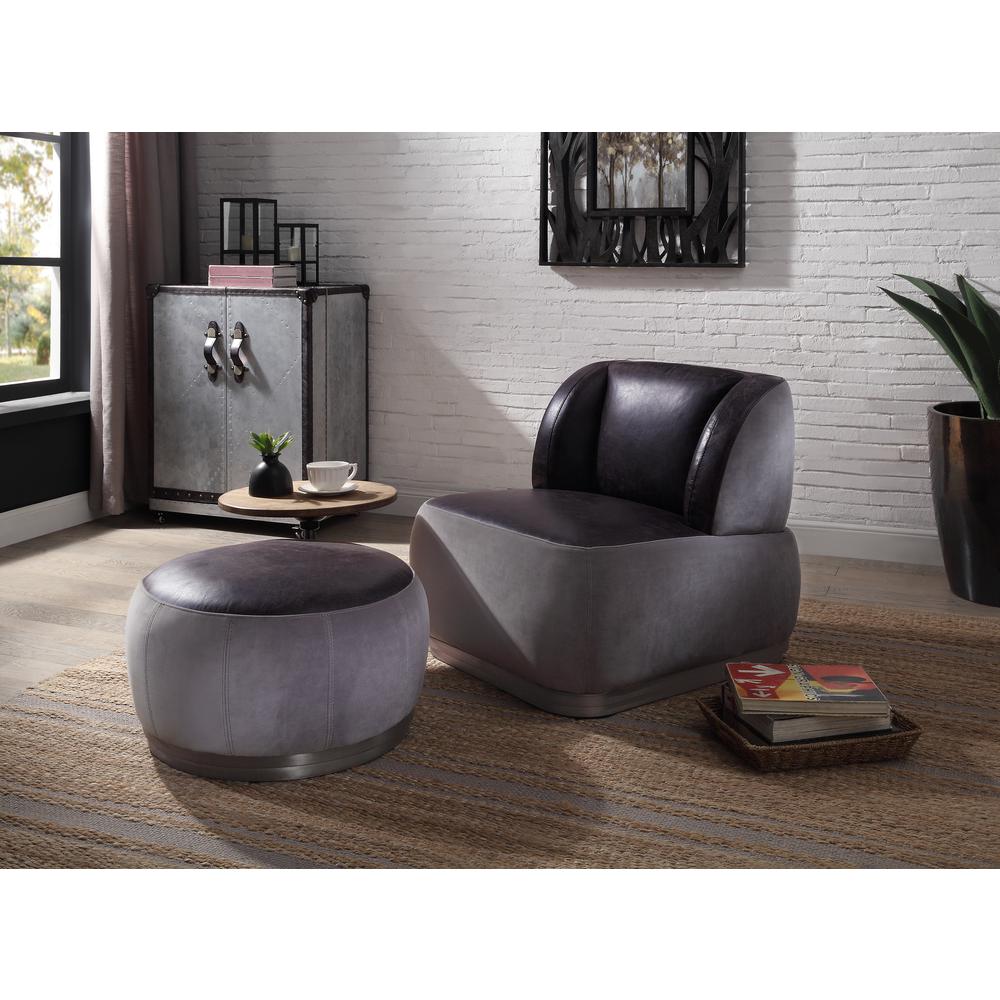 Decapree Accent Chair, Antique Slate Top Grain Leather & Gray Velvet (59270). Picture 6