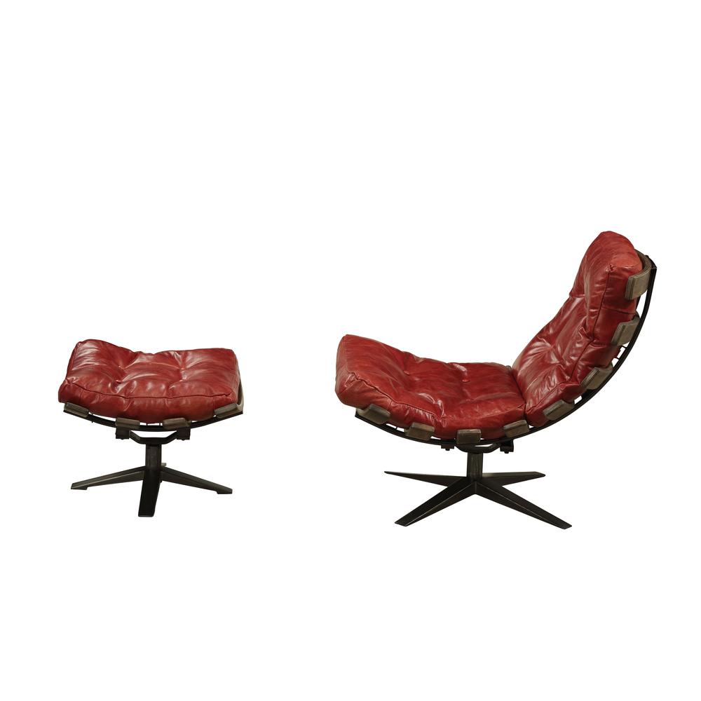 Gandy 2Pc Pack Chair & Ottoman, Antique Red Top Grain Leather. Picture 8