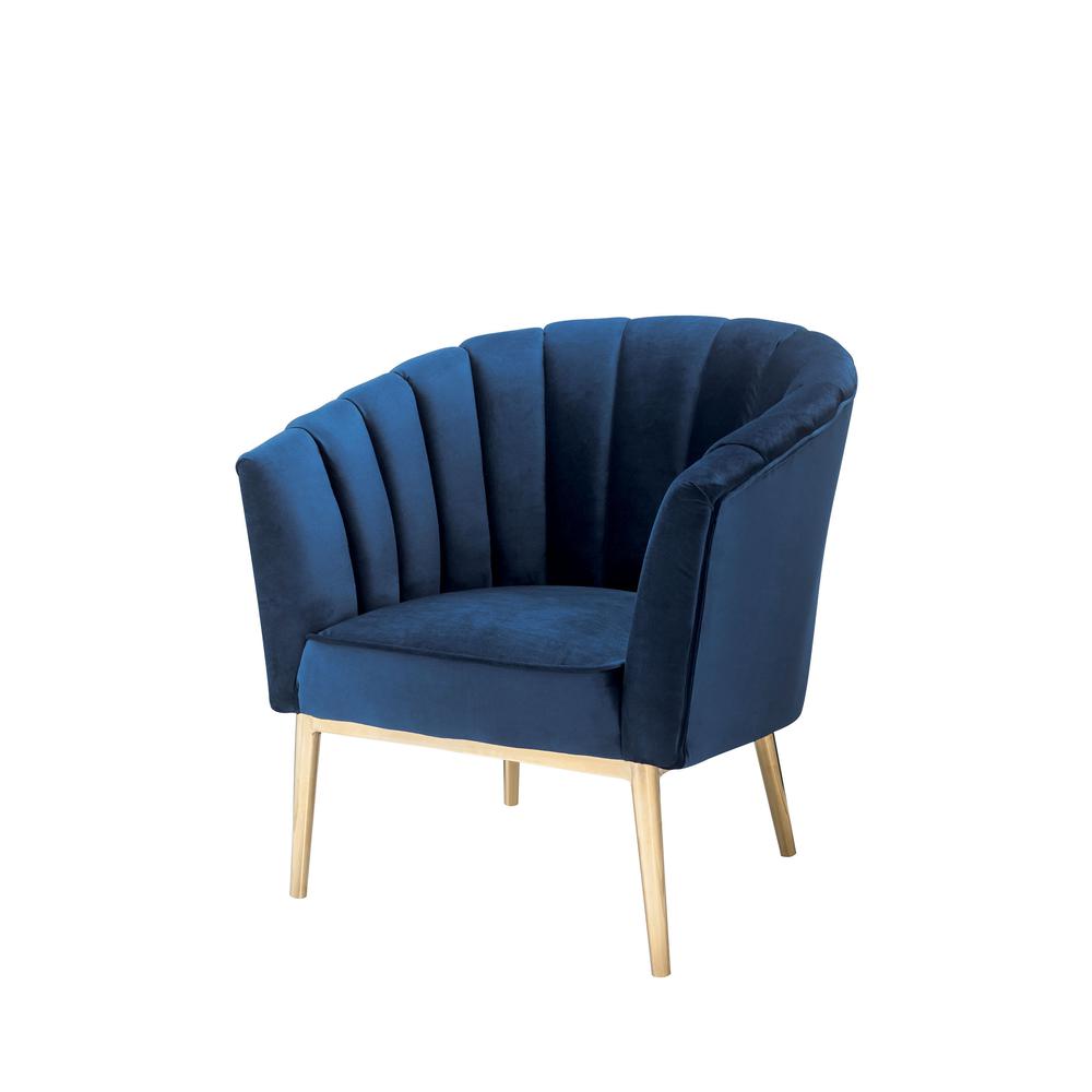 Colla Accent Chair, Blue Velvet & Gold. Picture 7