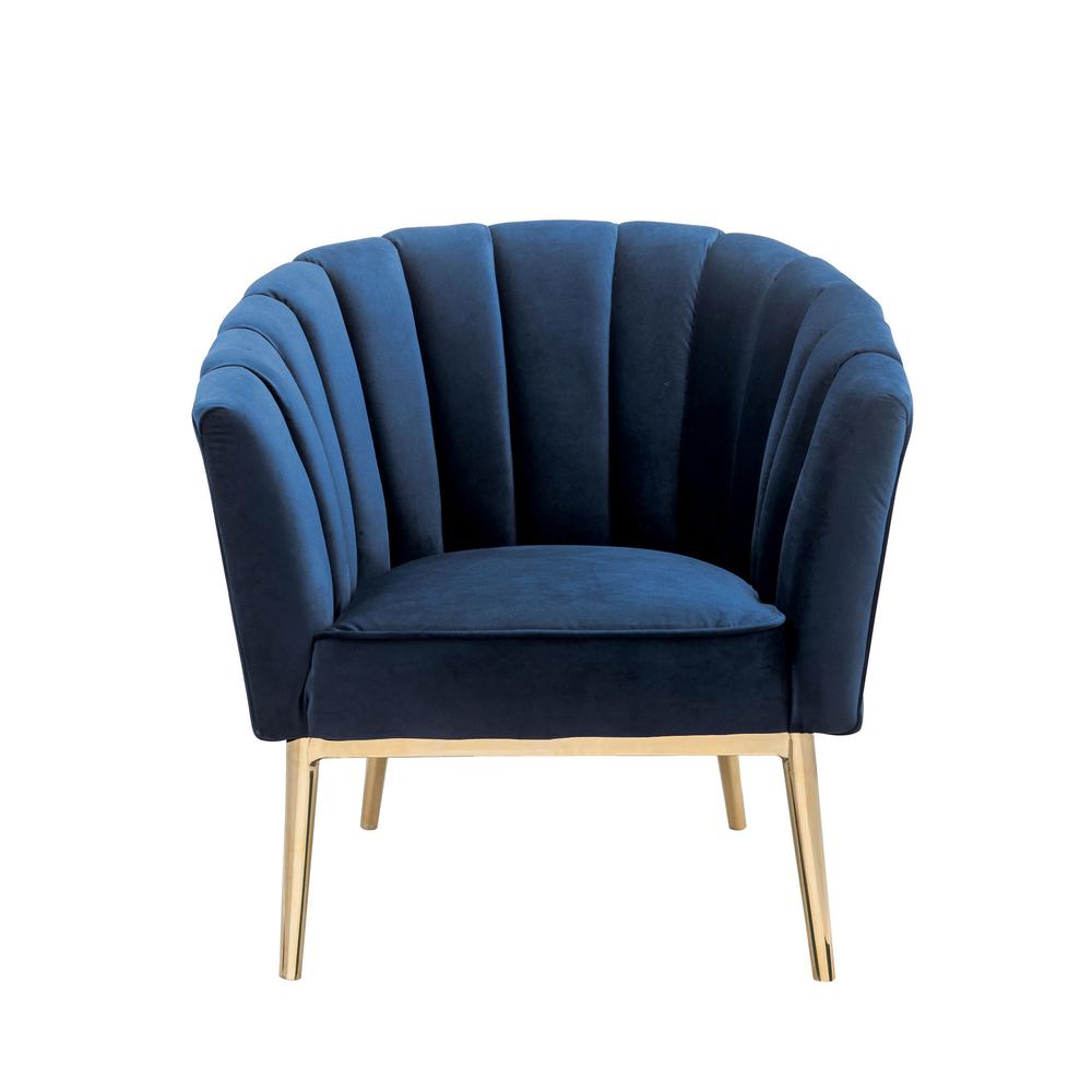 Colla Accent Chair, Blue Velvet & Gold. Picture 9