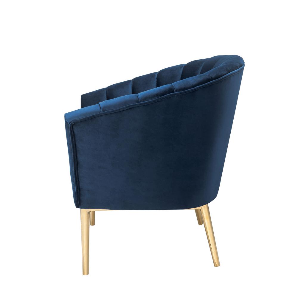 Colla Accent Chair, Blue Velvet & Gold. Picture 11