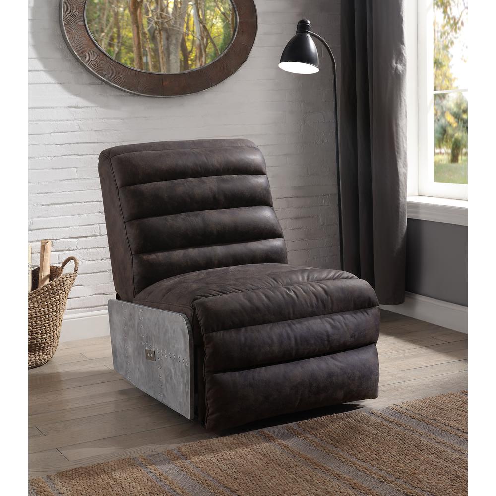 Okzuil Power Motion Recliner, 2-Tone Gray Top Grain Leather & Aluminum (59941). Picture 8