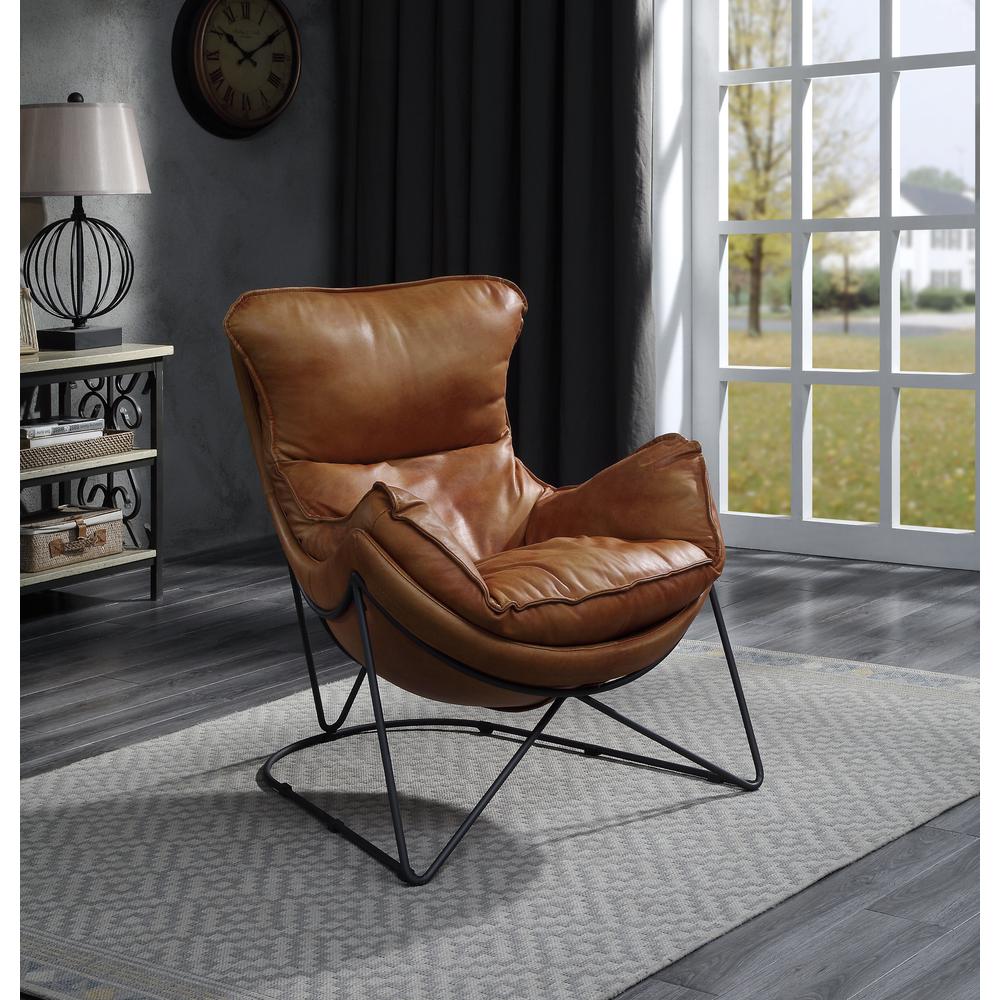 Thurshan Accent Chair, Aperol Top Grain Leather & Black Finish (59945). Picture 10