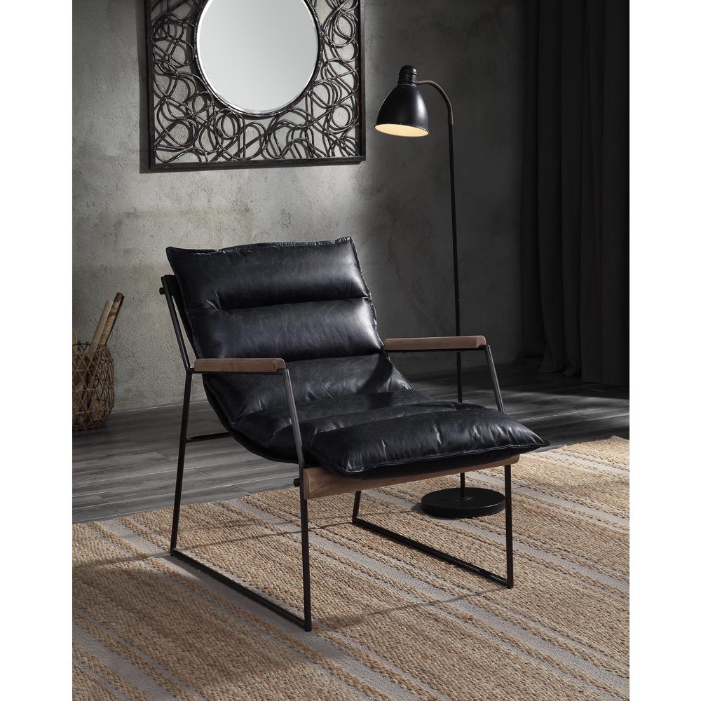 Luberzo Accent Chair, Distress Espresso Top Grain Leather & Matt Iron Finish (59946). Picture 10