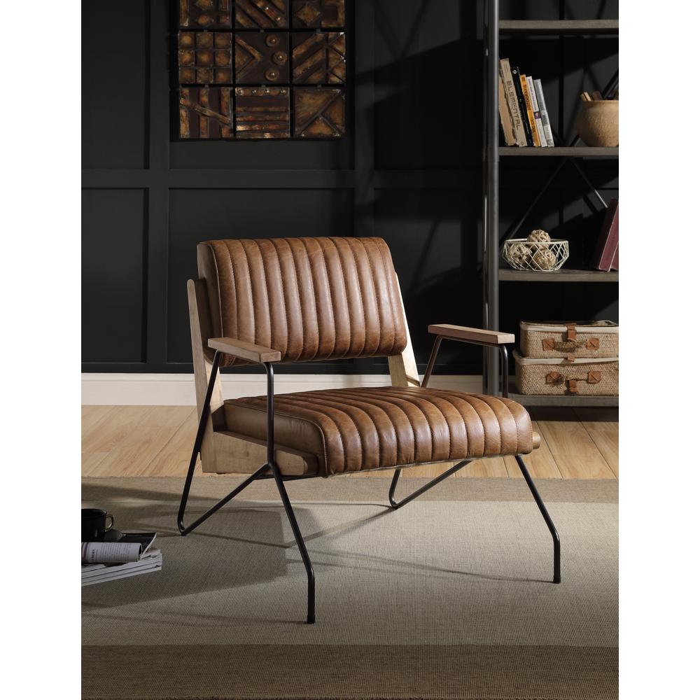 Eacnlz Accent Chair, Cocoa Top Grain Leather & Matt Iron Finish (59947). Picture 10